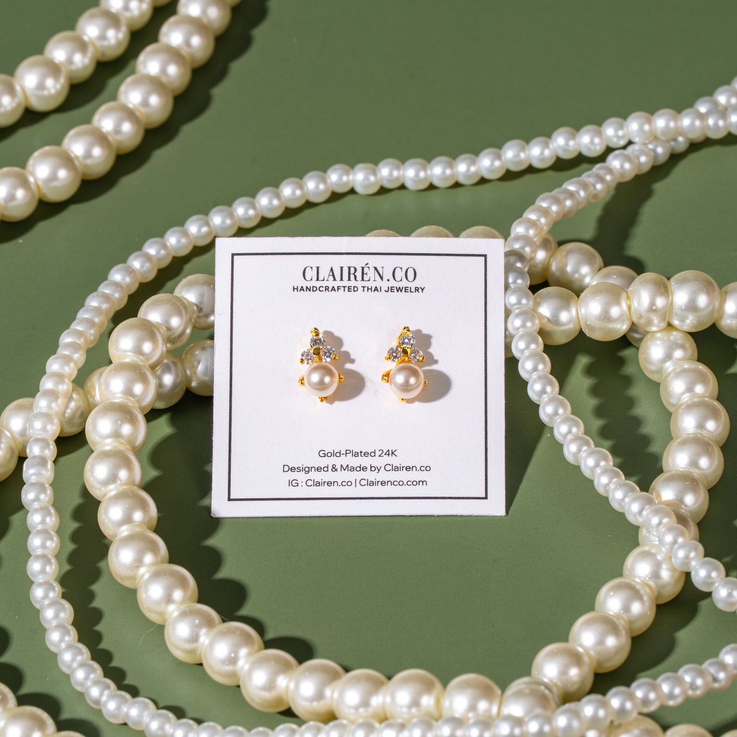 Cubic Zirconia Pearl Studs