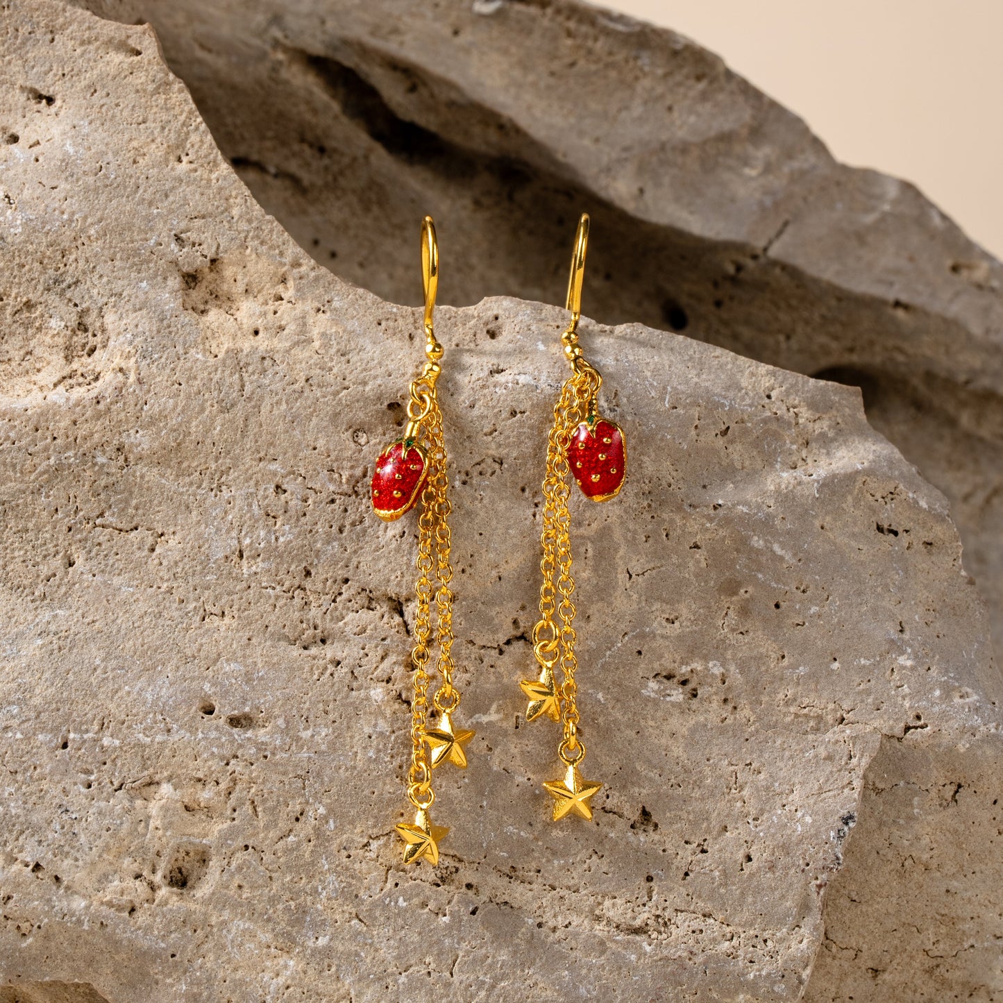 Strawberry Star Drop Earrings