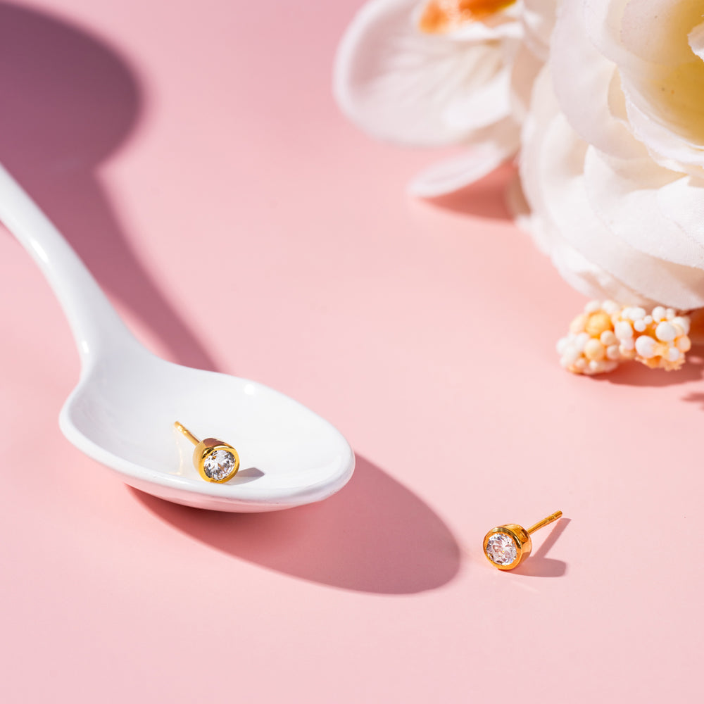Golden Flora and Gemstone CZ earrings
