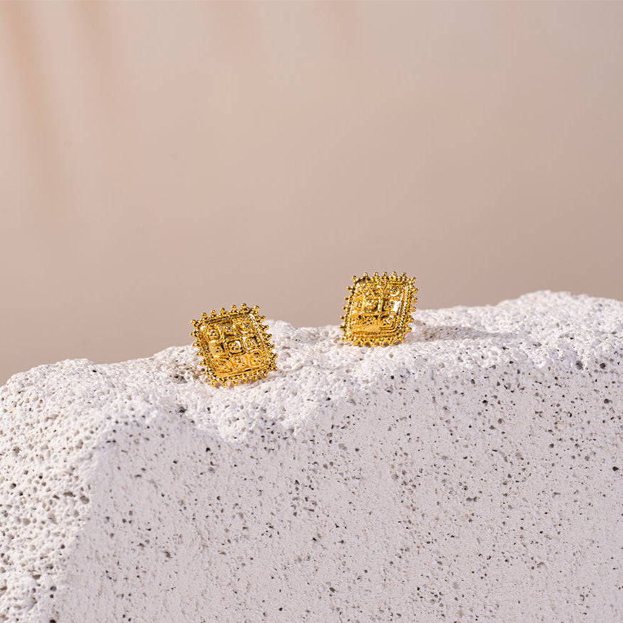 Heritage Square Stud Earrings