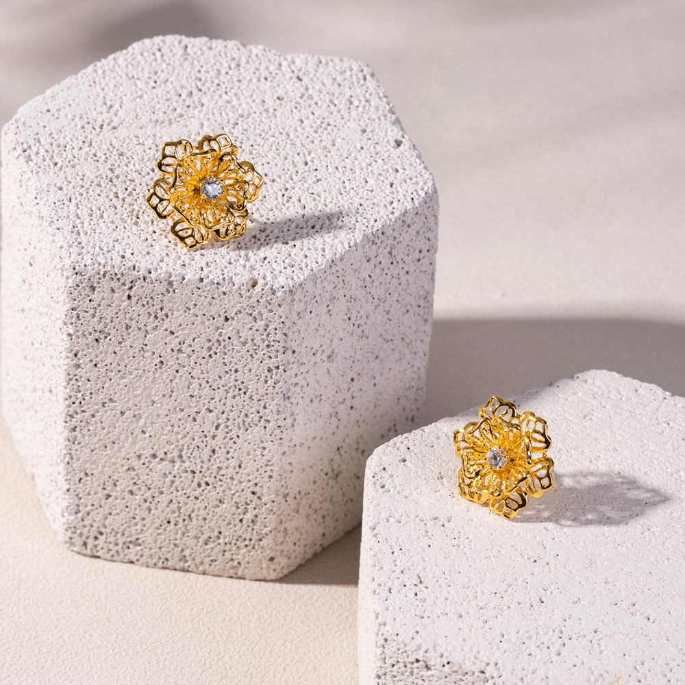 Golden Bloom Statement Earrings
