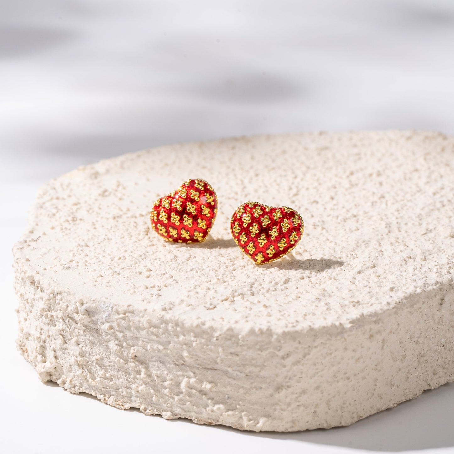 Classic Red Heart Studs