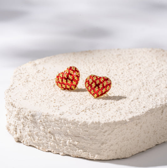 Classic Red Heart Studs