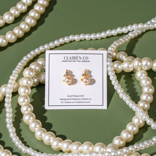 Cubic Zirconia Pearl Studs