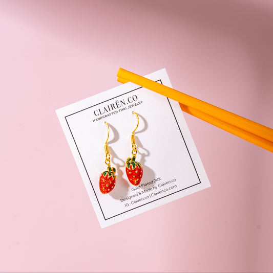 Strawberry Charm Dangle Earrings