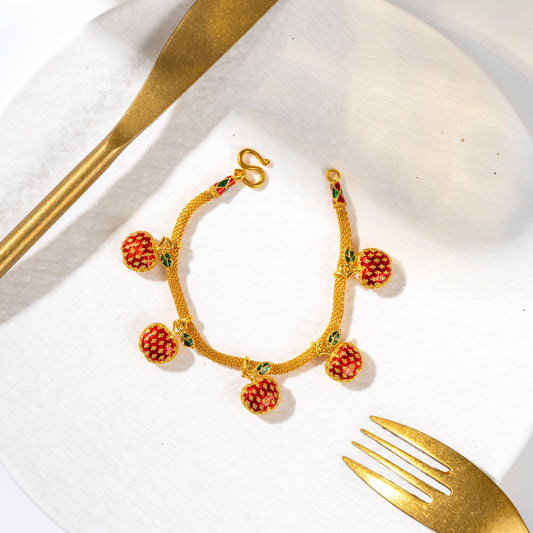 Golden Apple Charm Bracelet