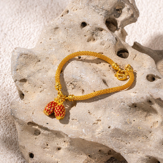 Golden Pineapple Enamel Bracelet